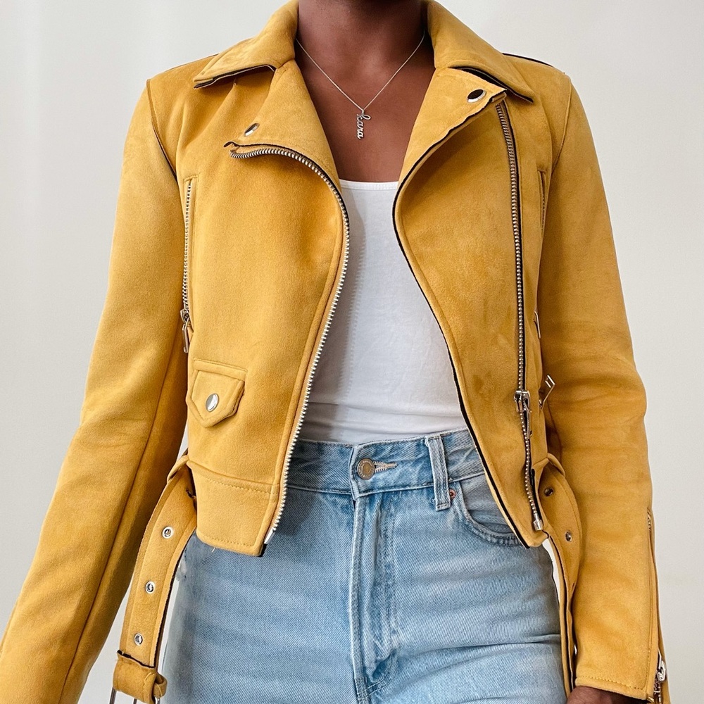 Yellow Suede Moto Jacket